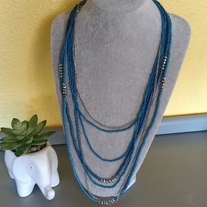 Gorgeous Blue and Silver Beaded Necklace